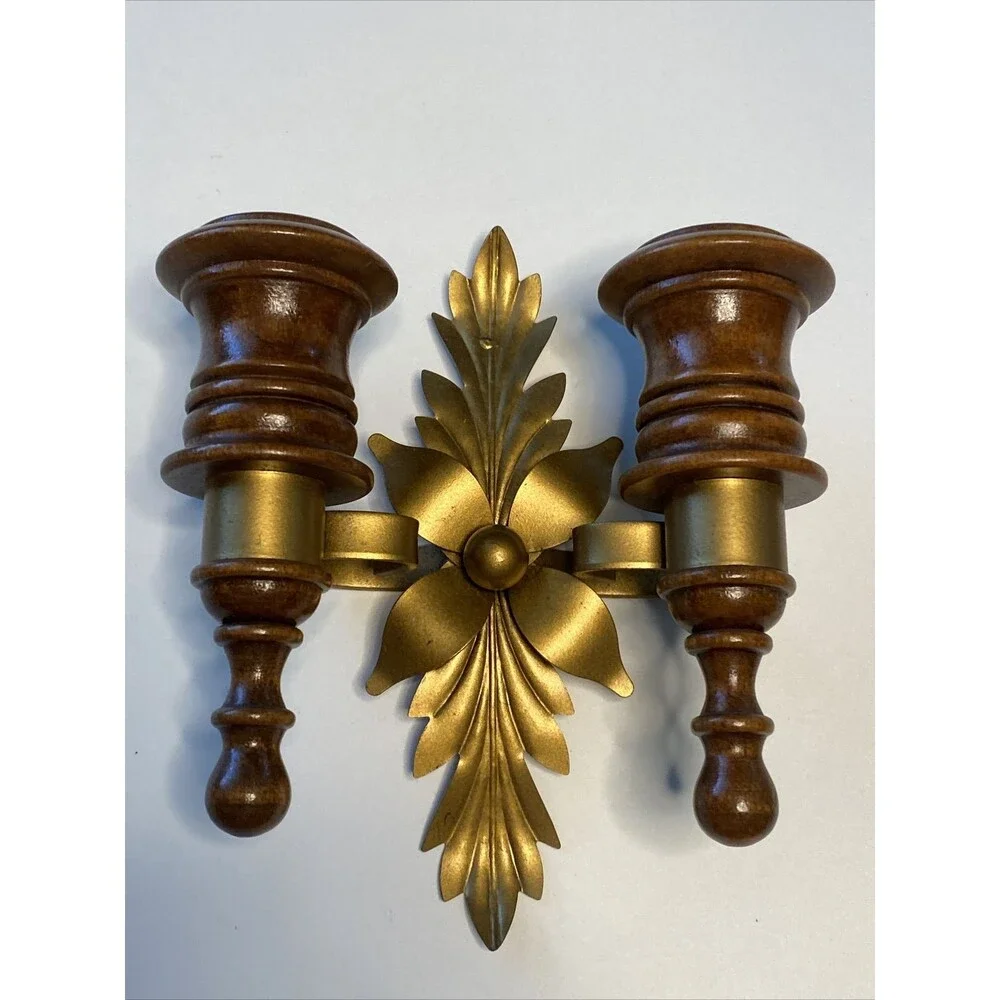 Vintage MCM Double Candle Holder Wall Sconce Hollywood Regency Kitsch